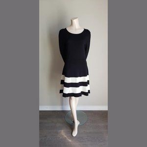 NWOT Eliza J Black Cocktail Dress w/ White Stripes